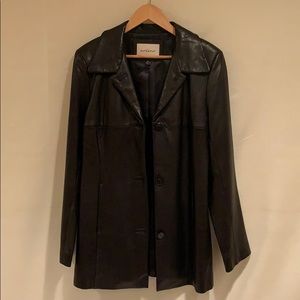 Lady Hathaway Black Leather Button Up jacket M